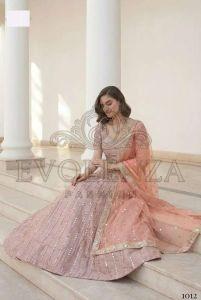 Dusty Pink Embroidered Bridal Lehenga Choli