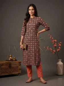 Floral Printed Rayon Straight Kurti