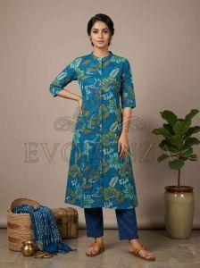 Flower Printed Rayon Straight Kurti