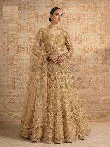 Golden Butterfly Net Bridal Lehenga Choli