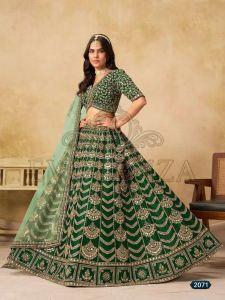 Green Embroidered Art Silk Lehenga Choli