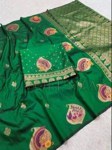 Green Mayur Hansika Royale Banarasi Silk Saree