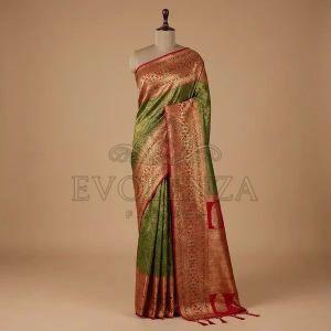 Green Rajsi Meenakari Saree