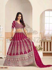Magenta Butterfly Net Bridal Lehenga Choli
