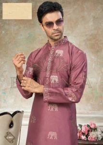 Maroon Ethnic Motif Embroidered Kurta Set for Men