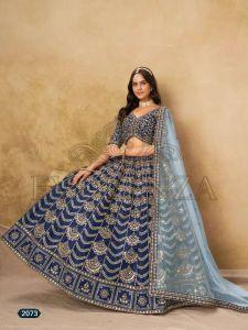 Navy Blue Embroidered Art Silk Lehenga Choli