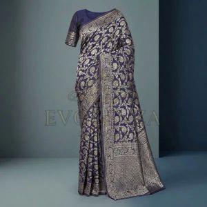 Navy Blue Veda Zari Legacy Banarsi Saree