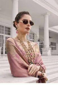 Peach Sunehri Veda Kora Silk Saree