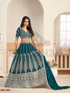 Peacock Green  Butterfly Net Bridal Lehenga Choli