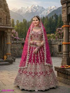Pink Butterfly Net Wedding Lehenga Choli