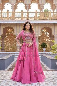 Pink Embroidered Bridal Lehenga Choli