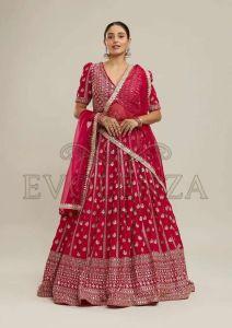 Pink Georgette Embroidered Lehenga Choli