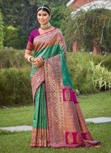 Pink Green Zarika Art Elegance Banarasi Saree