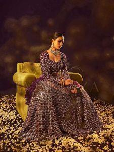 Purple Georgette Embroidered Lehenga Choli
