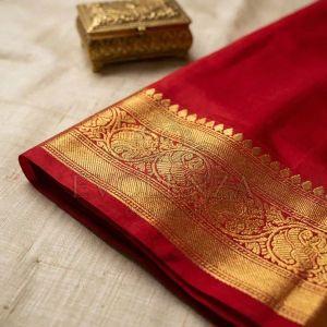 Red Banarasi Soft Silk Saree