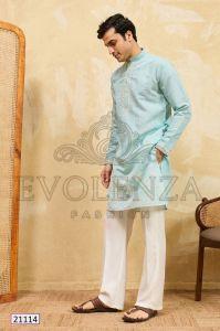 Sky Blue Embroidered Kurta Set for Men