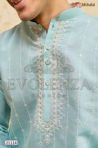 Sky Blue Embroidered Kurta Set for Men
