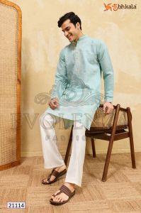 Sky Blue Embroidered Kurta Set for Men