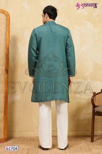 Teal Green Embroidered Kurta Set for Men
