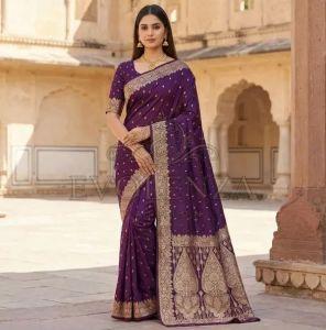 Violet Rajvaibhav Pure Banarasi Silk Saree