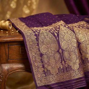 Violet Rajvaibhav Pure Banarasi Silk Saree