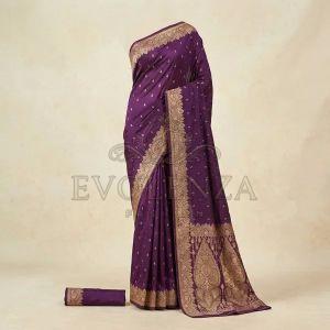 Violet Rajvaibhav Pure Banarasi Silk Saree