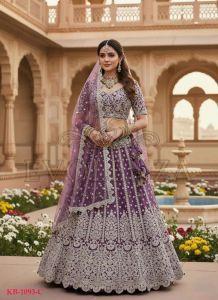 Voilet Butterfly Net Wedding Lehenga Choli