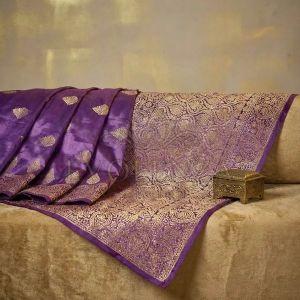 Violet Crystal Noir Satin Silk Saree