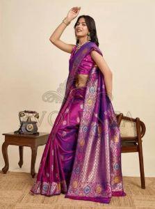 Voilet Varasat Classic Banarasi Silk Saree