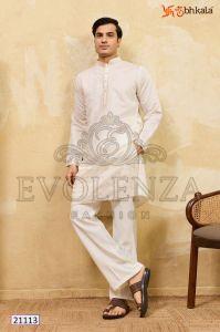White Embroidered Kurta Set for Men