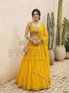 Yellow Georgette Embroidered Lehenga Choli