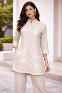 Ladies Cotton Embroidered Co-ord Set