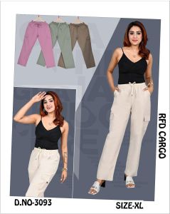 Ladies Cream Beige Straight Utility Cargo Pant