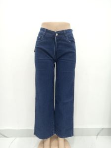 Ladies Dark Blue High Waist Straight Fit Denim Jeans
