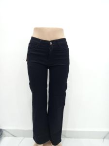 Ladies Jet Black Straight Cut High Rise Denim Jeans