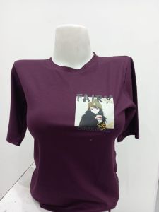 Ladies Maroon Graphic Print Round Neck T-Shirt