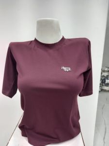 Ladies Maroon Plain Round Neck T-Shirt