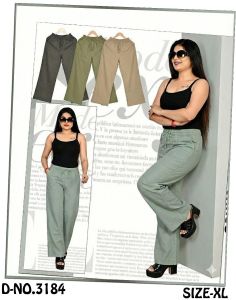 Ladies Olive Green Straight Fit Casual Cargo Pant