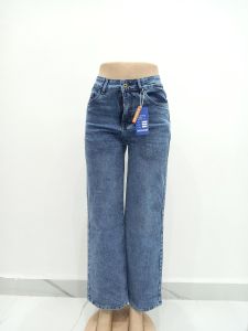 Ladies Vintage Blue Relaxed Wide Leg Denim Jeans
