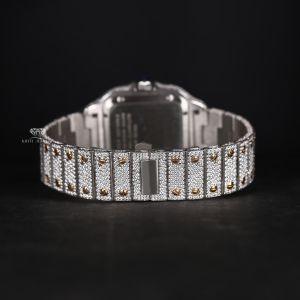 White Yellow Tone Full Iced Out Moissanite Diamond Watch