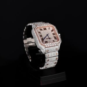 White Rose Tone Full Iced Out Moissanite Diamond Watch