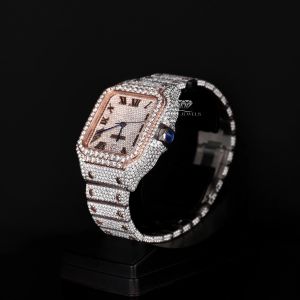 White Rose Tone Full Iced Out Moissanite Diamond Watch