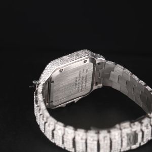 White Tone Square  Luxury Full Iced Out Moissanite Diamond Watch