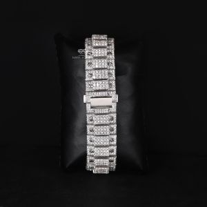 White Tone Square  Luxury Full Iced Out Moissanite Diamond Watch
