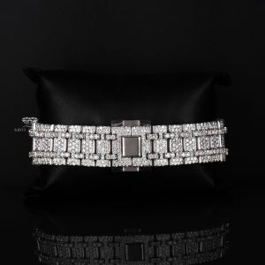 White Tone Bust Down Luxury Full Iced Out Moissanite Diamond Watch