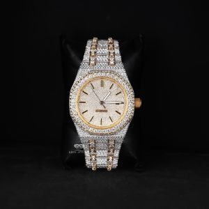 Yellow Bezel Two Tone Luxury Full Iced Out Moissanite Diamond Watch