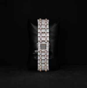 Yellow Bezel Two Tone Luxury Full Iced Out Moissanite Diamond Watch