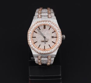 Rose Bezel Two Tone Full Iced Out Moissanite Diamond Watch