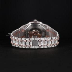 Rose Bezel Two Tone Full Iced Out Moissanite Diamond Watch