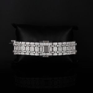 White Tone Arabic Dial Luxury Full Iced Out Moissanite Diamond Watch